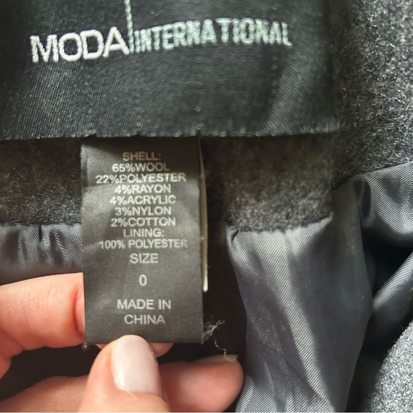 Moda International Wool Blend Gray Peacoat Size 0 GUC - Picture 6 of 6